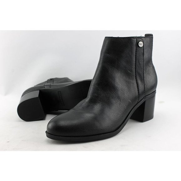 $180 Marc Fisher Samona Women Leather US 7.5 Black Ankle Boots Casual - Picture 1 of 12